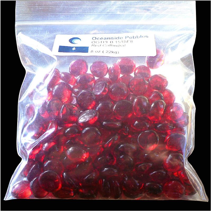 OGT Transparent Red 96 COE Glass Pebbles